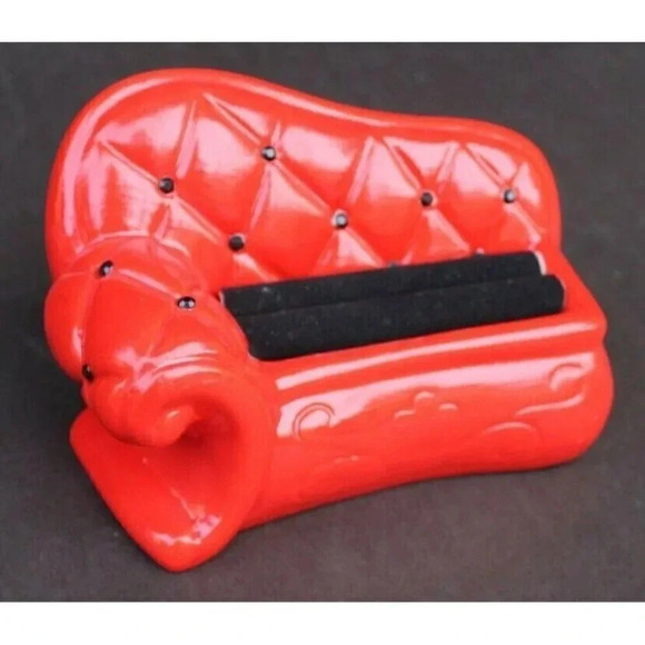 New Red Ceramic Puffy Sofa Ring Holder / Organizer - Picture 1 of 5